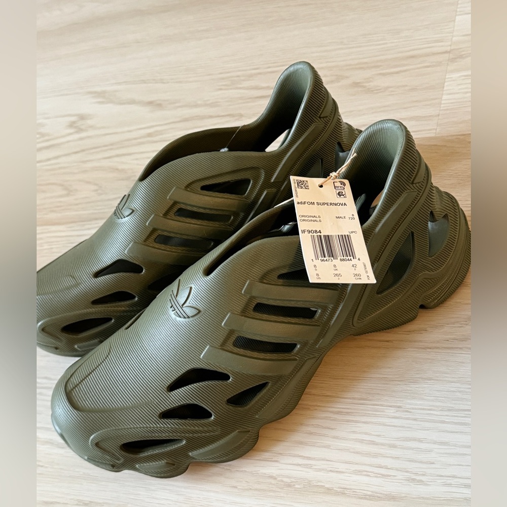 NEW MEN'S Adidas AdiFom supernova OLIVE GREEN SHOES SANDALS SNEAKERS 8 EURO 42
